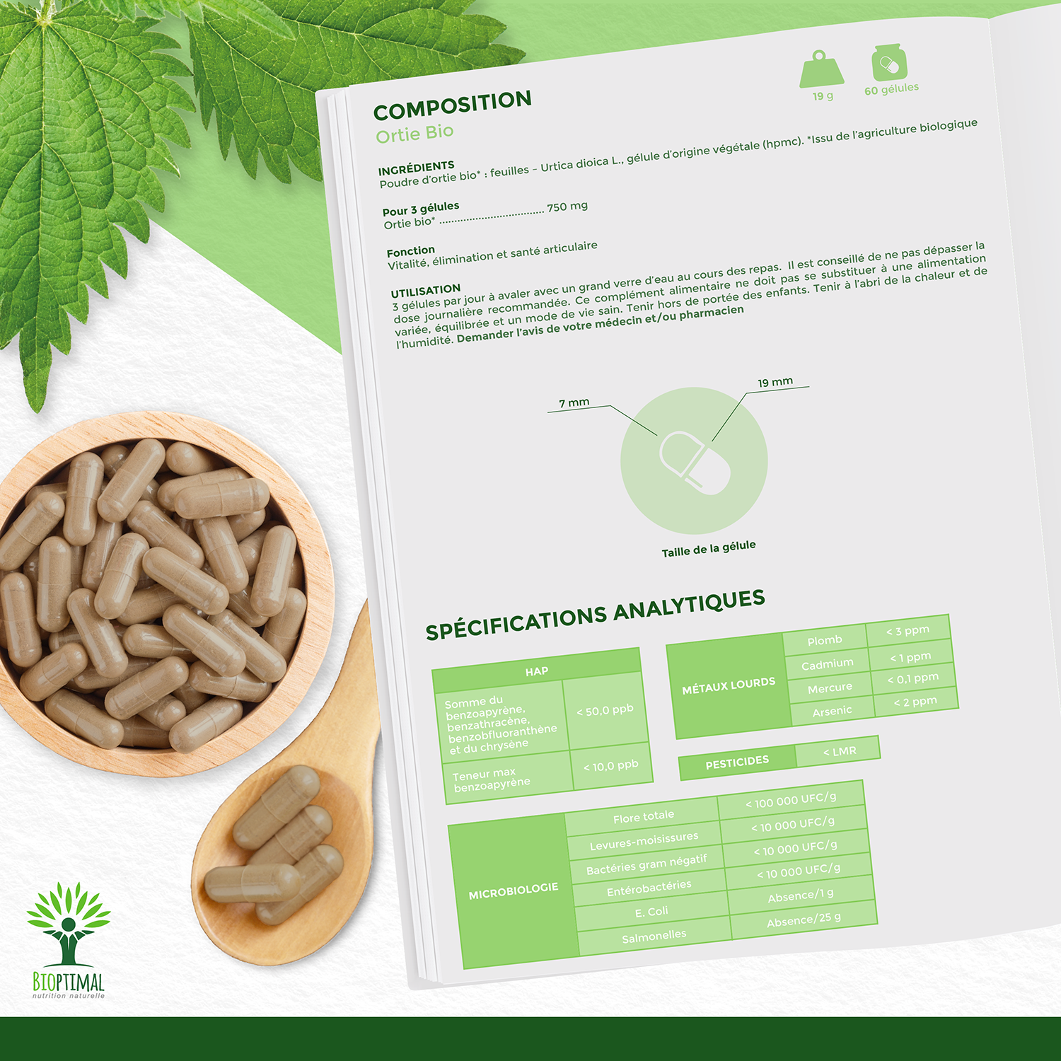 Bioptimal - Wholesale Oral Supplement/Vitamin - Organic nettle - Food supplement - in capsules7