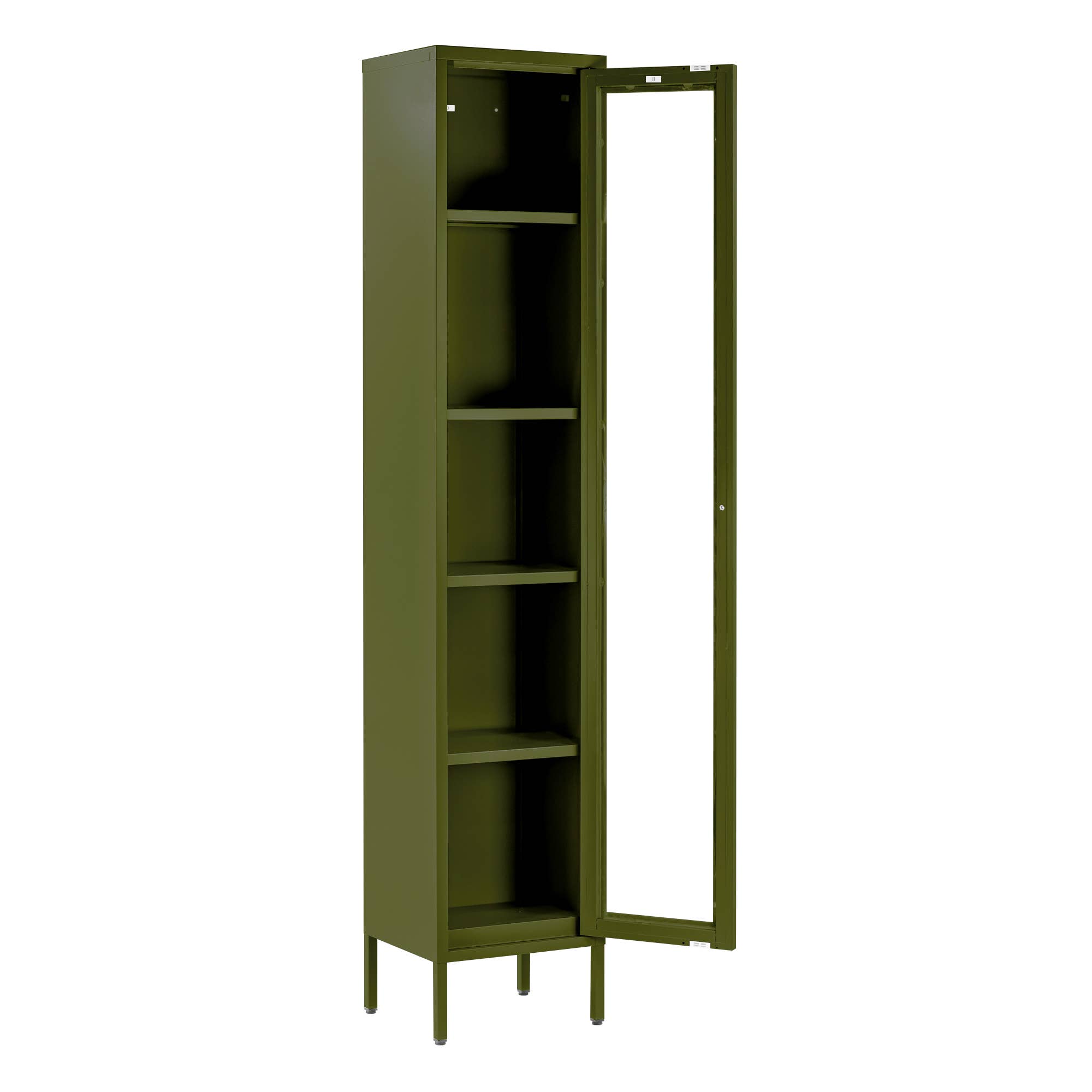 Glamour Home - Wholesale Bookcase - Avis 71-inch Dark Green Metal Cabinet with Clear Door6
