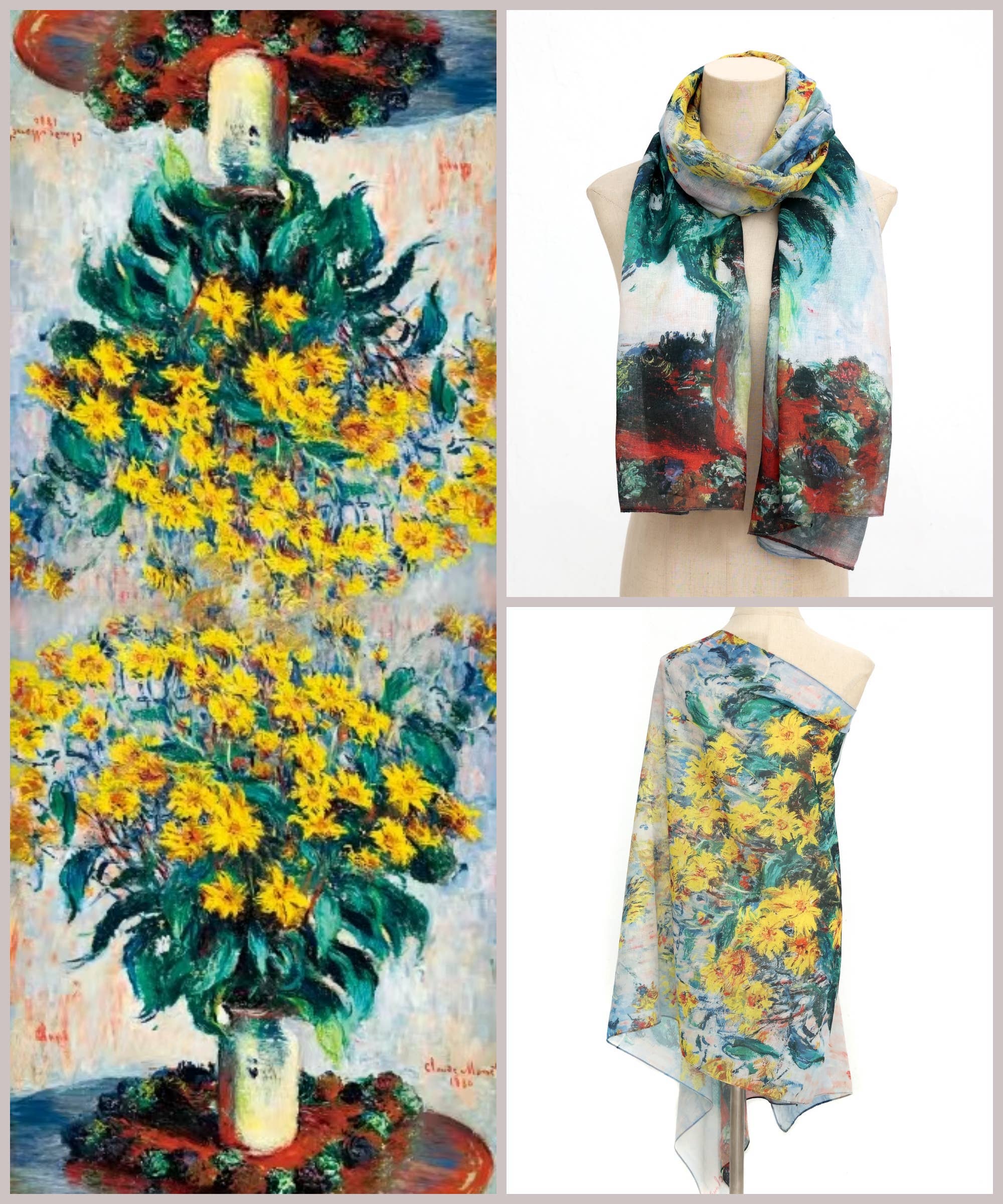 JC Sunny Fashion - Wholesale Scarf - Women's - JC0711152 Monet-Jerusalem Artichoke Flower Scarf1
