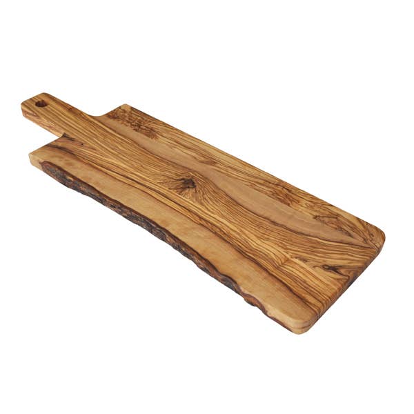 Olive Wood Charcuterie Board, Natural Edge - 20" x 6" for wholesale by Naturally Med Inc.