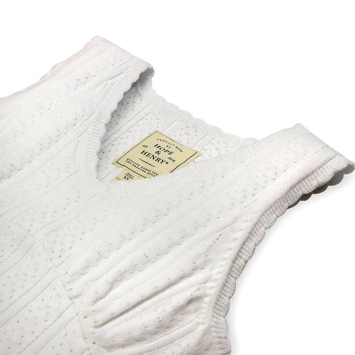 White Pointelle Empire Sweater Tank for wholesale on Faire3