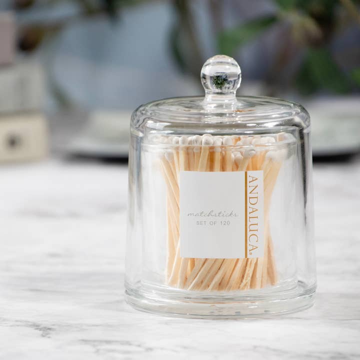 Andaluca - Wholesale Matches - Glass Jar with Lid & 120 Wooden Matches