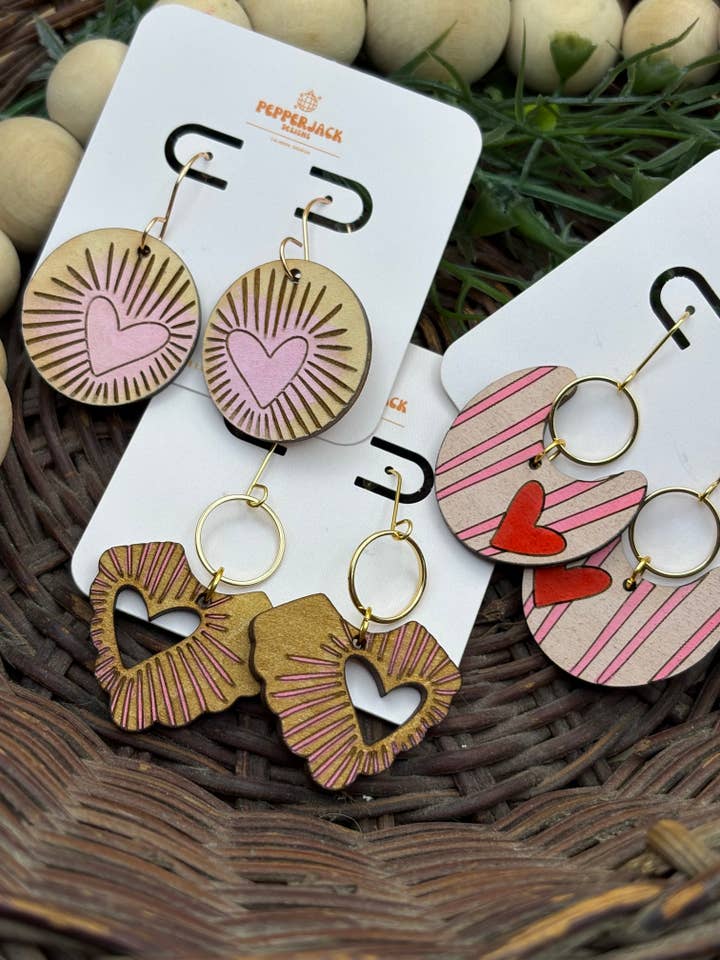 Valentine's Day Hearts Earrings for wholesale by PepperJack Designs