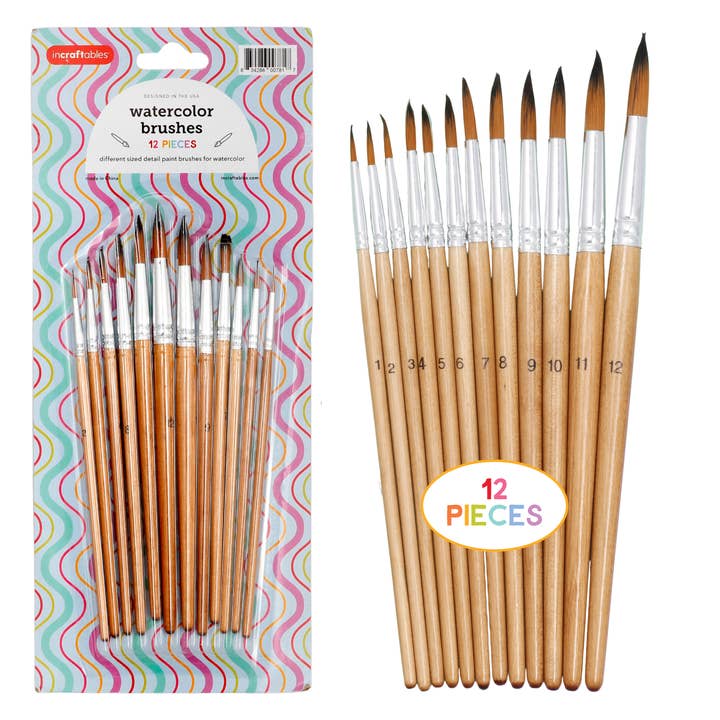 Incraftables 12 Artist Watercolor Paint Brushes Set for wholesale by Incraftables