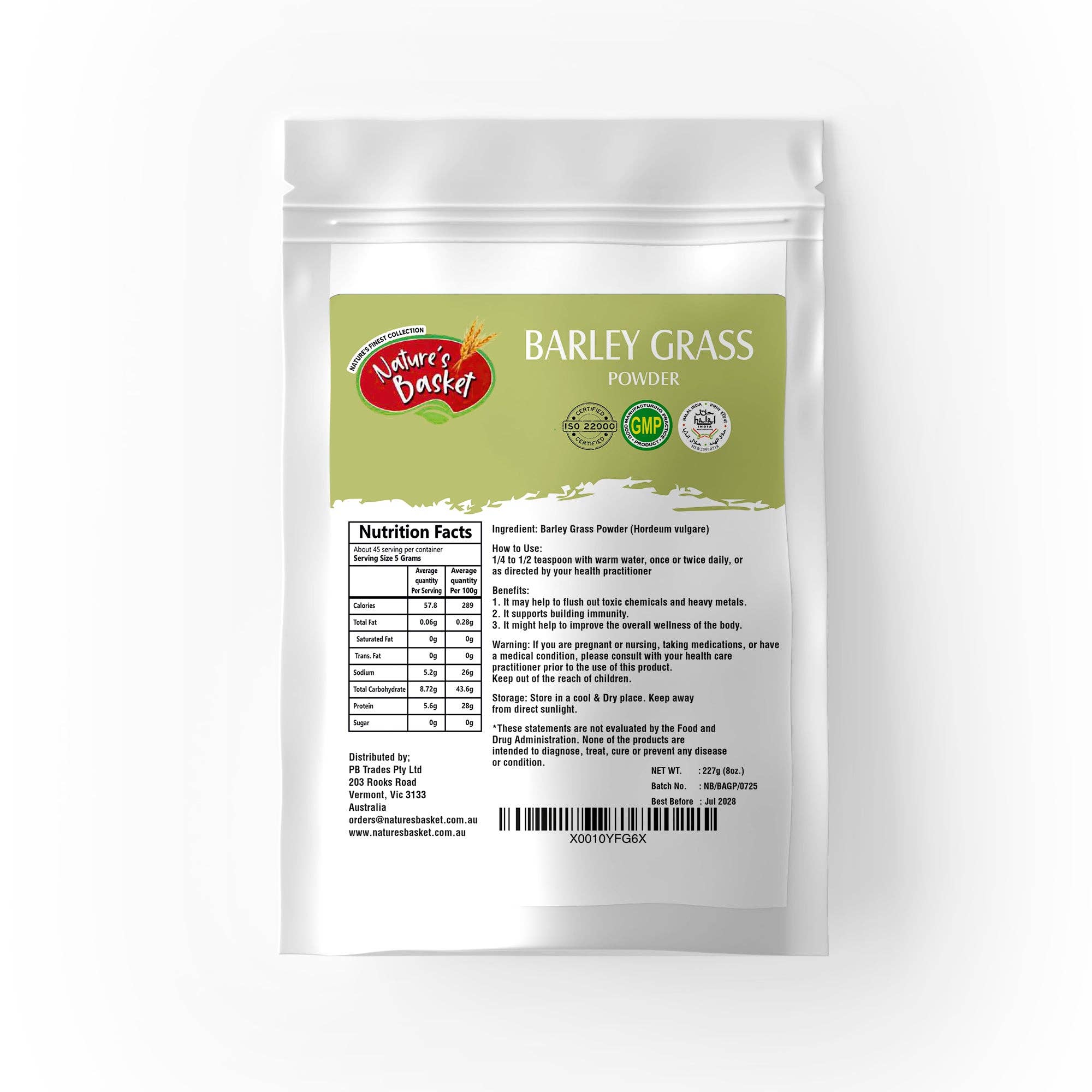 Natures Basket - Wholesale Protein/superfood powder - Nature's Basket Barley Grass (Hordeum Vulgare) powder 227g1