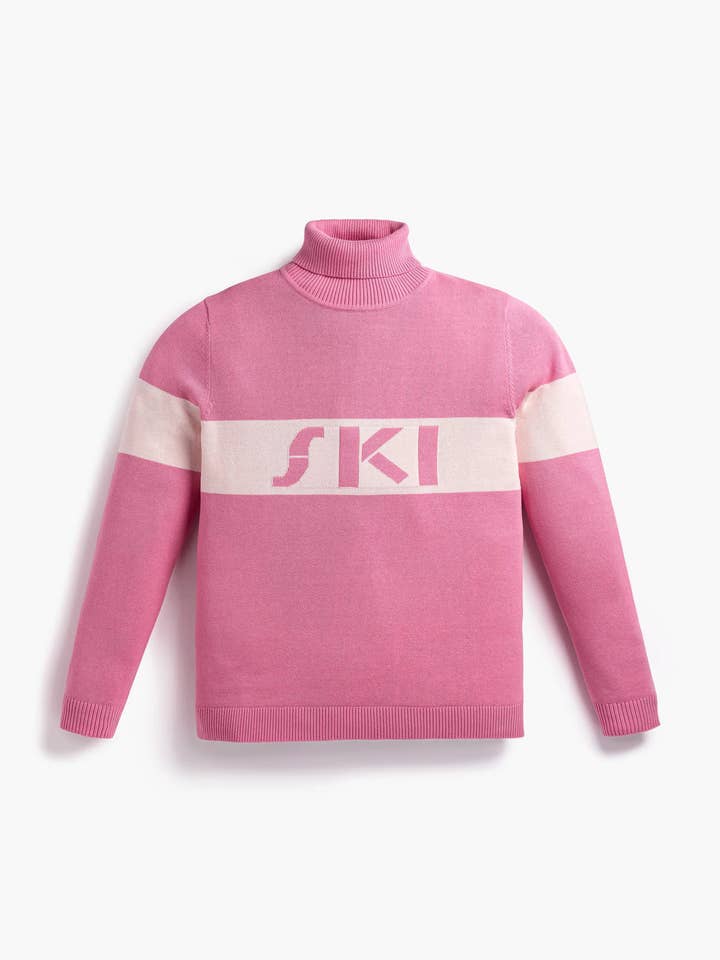 Pull à col roulé pour adulte_Ski rose foncé pour la vente par Monica + Andy