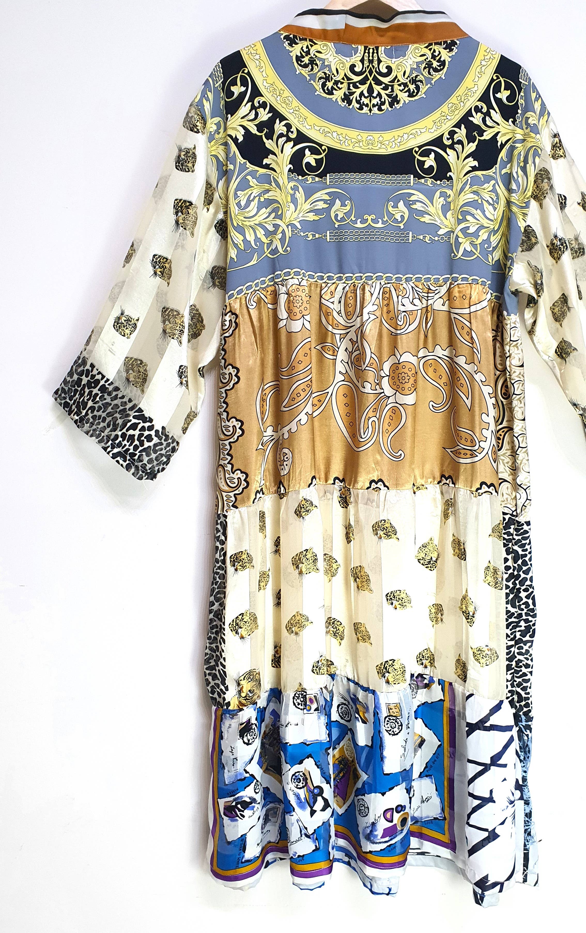 Beige & Co Thai Crafts - Wholesale Dress - Women's - Upcycled Silk Scarf Patchwork Maxi Dress – One-of-a-Kind 8