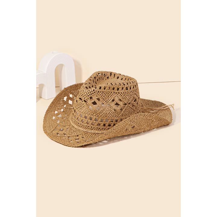 Western Straw Braided Cowboy Sun Hat for wholesale by Anarchy Street