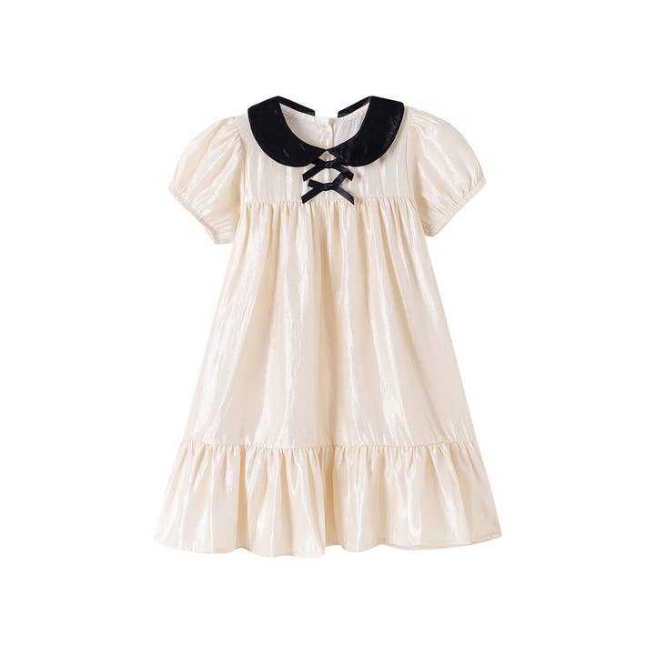 Summer Arrival Baby Girls Cute Color Patchwork Butterfly-bow Decorated Short Sleeves Dress for wholesale by MyKids-USA®