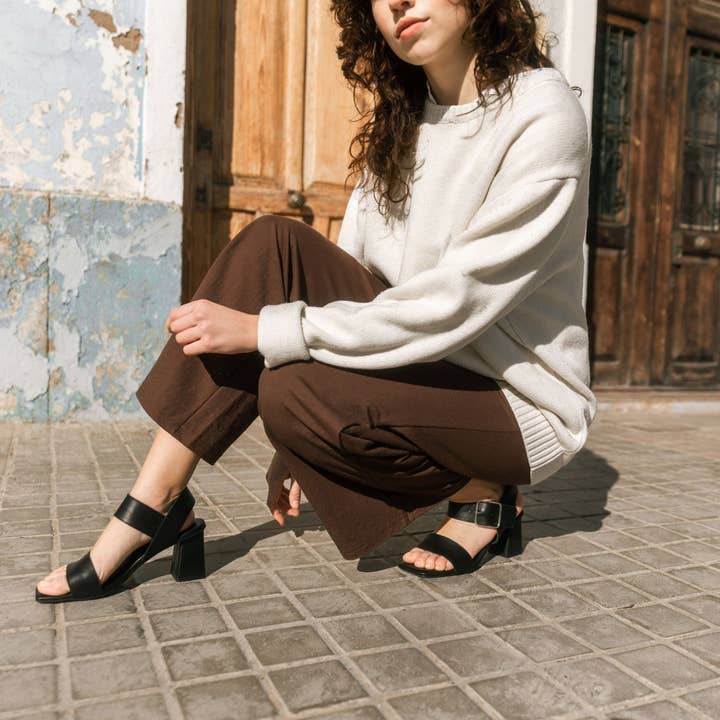 Heel Buckle - Nappa Schwarz Blockabsatzsandalen für den Großhandel von Ann Kurz