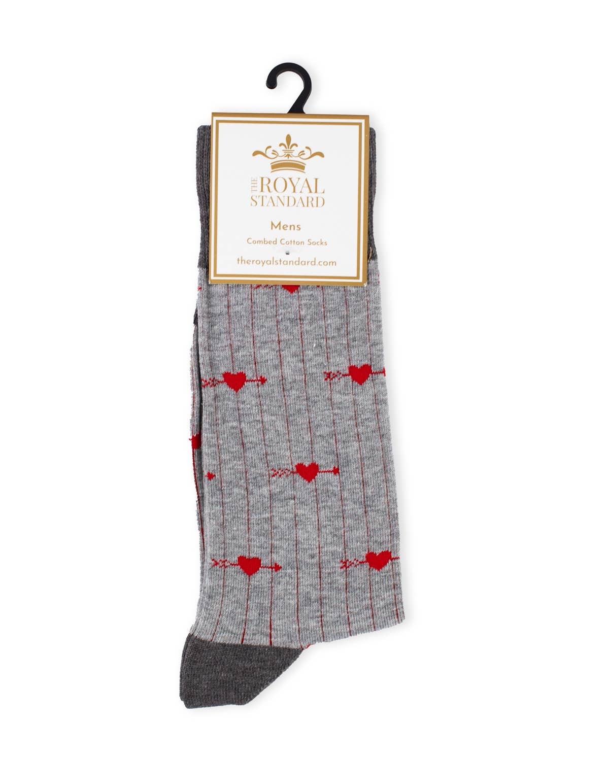 The Royal Standard - Wholesale Socks - Men's - Men's Cupid Arrow Socks   Gray/Red   One Size0