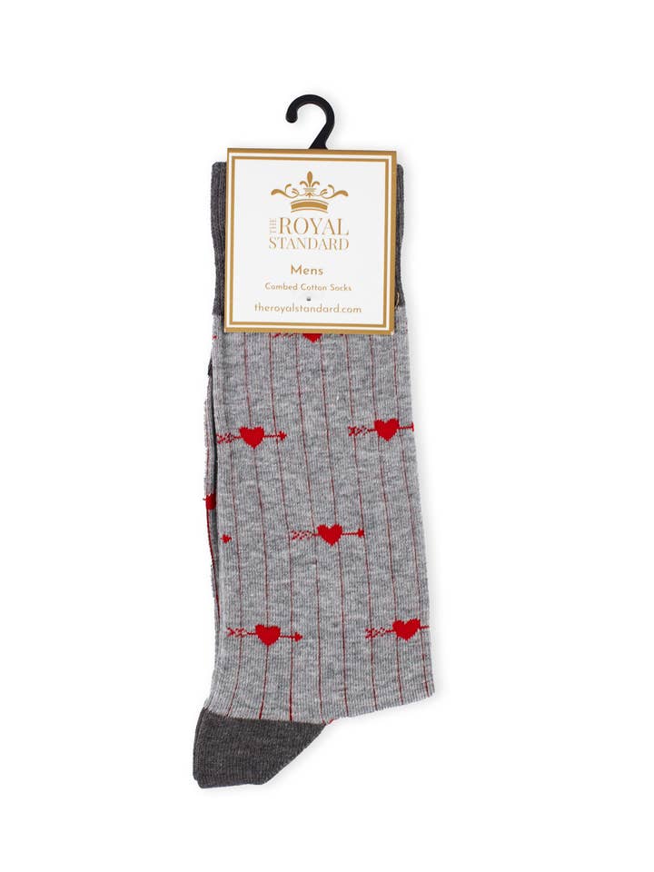 The Royal Standard - Wholesale Socks - Men's - Men's Cupid Arrow Socks Gray/Red One Size