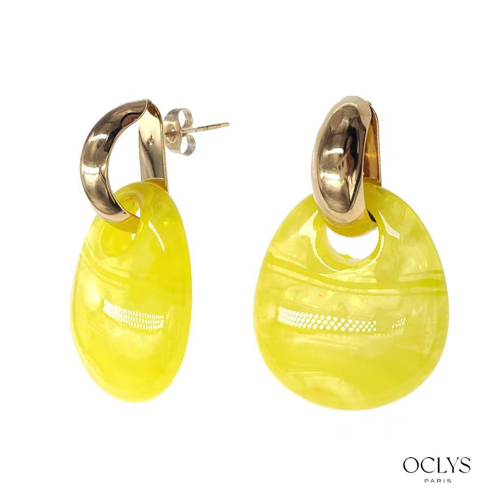 Oclys – wholesale Dangle earrings – Alize resin stainless steel oval earrings3