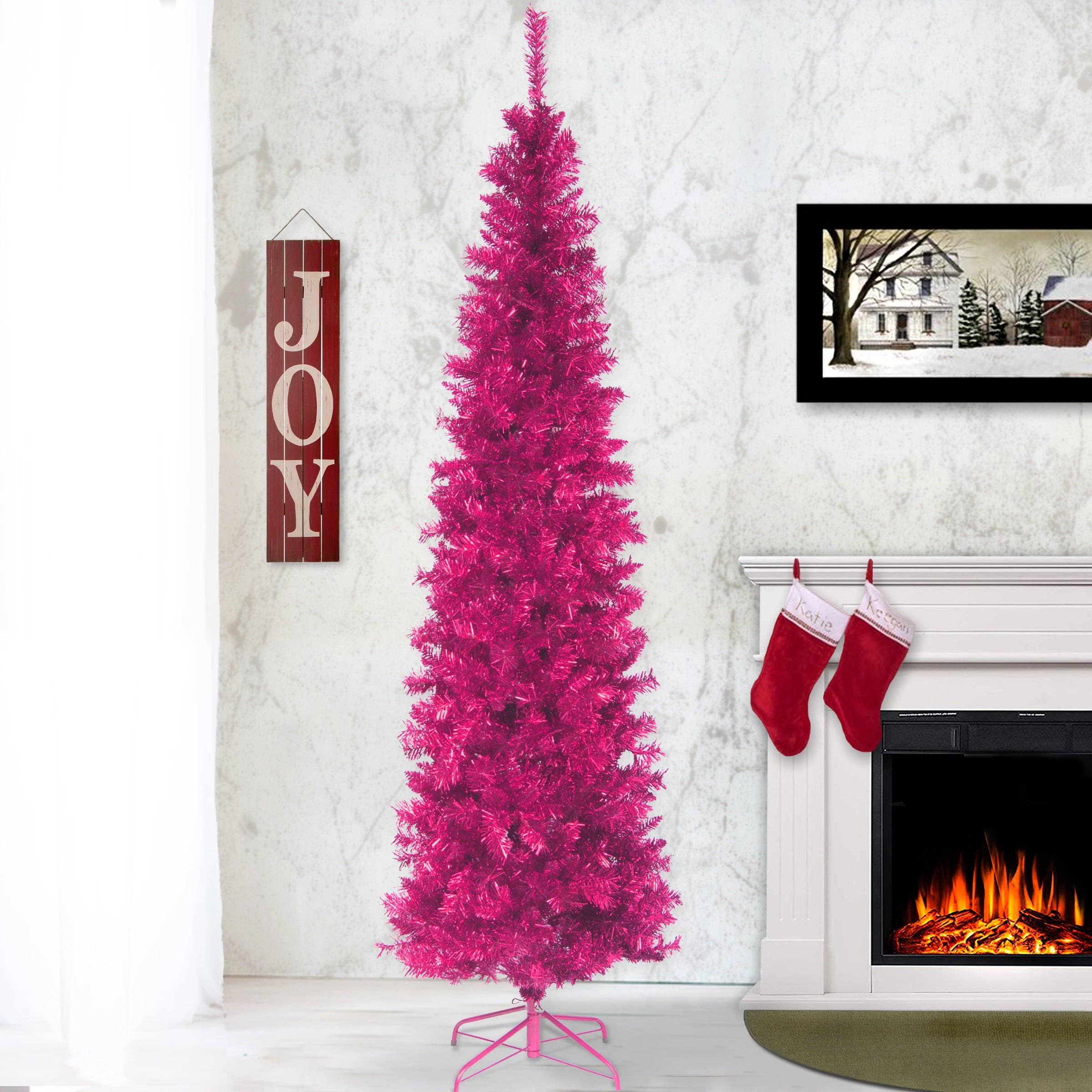 National Tree Company - Wholesale Artificial Christmas Tree - 7 ft. Tinsel Collection Pink Tree1