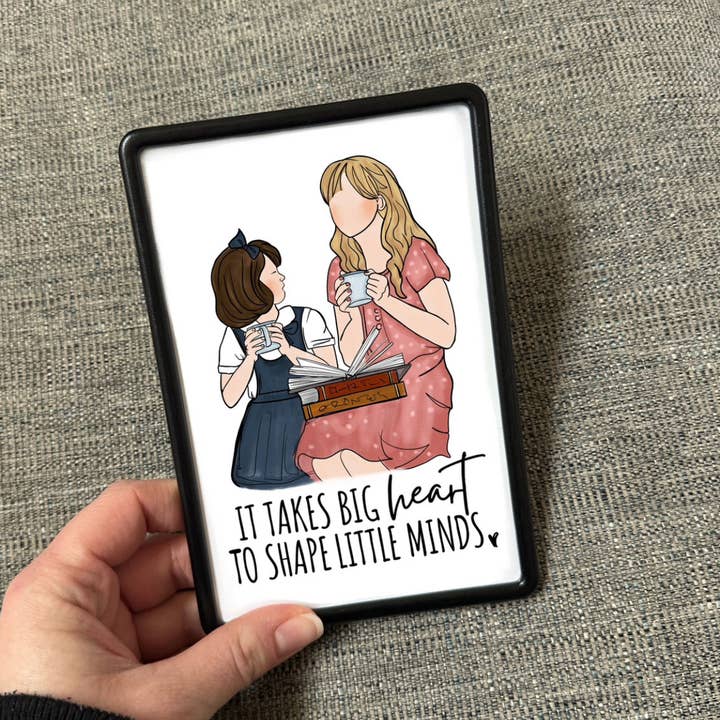 Little Miss PinkerBell - Wholesale Magnet - "It Takes Big Heart.." Teacher Appreciation- Framed Magnet