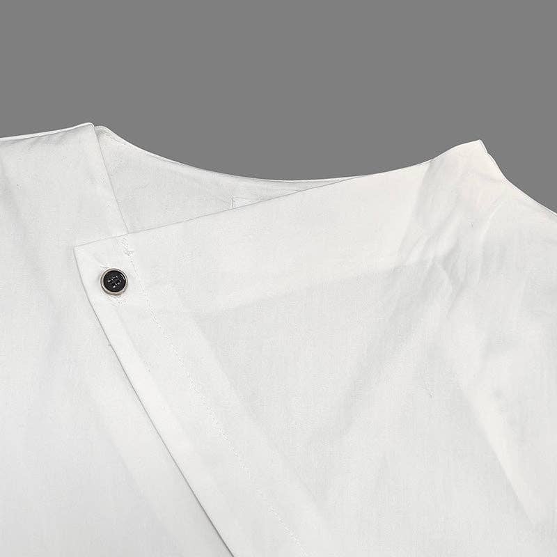 VIT Asymmetrisk blus med knappar och delad framkant för wholesale på Faire8