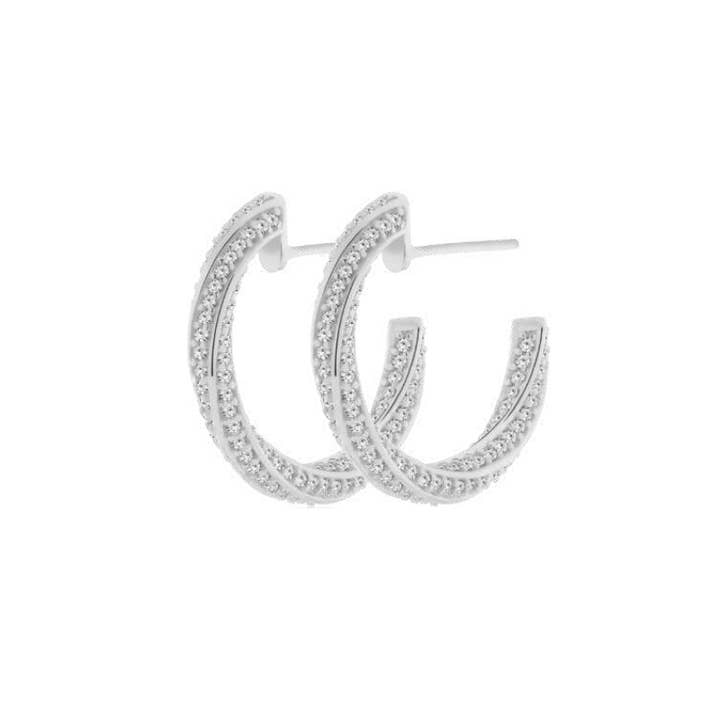 Séduis-moi créoles en rhodium pour la vente par VIVA VIDA