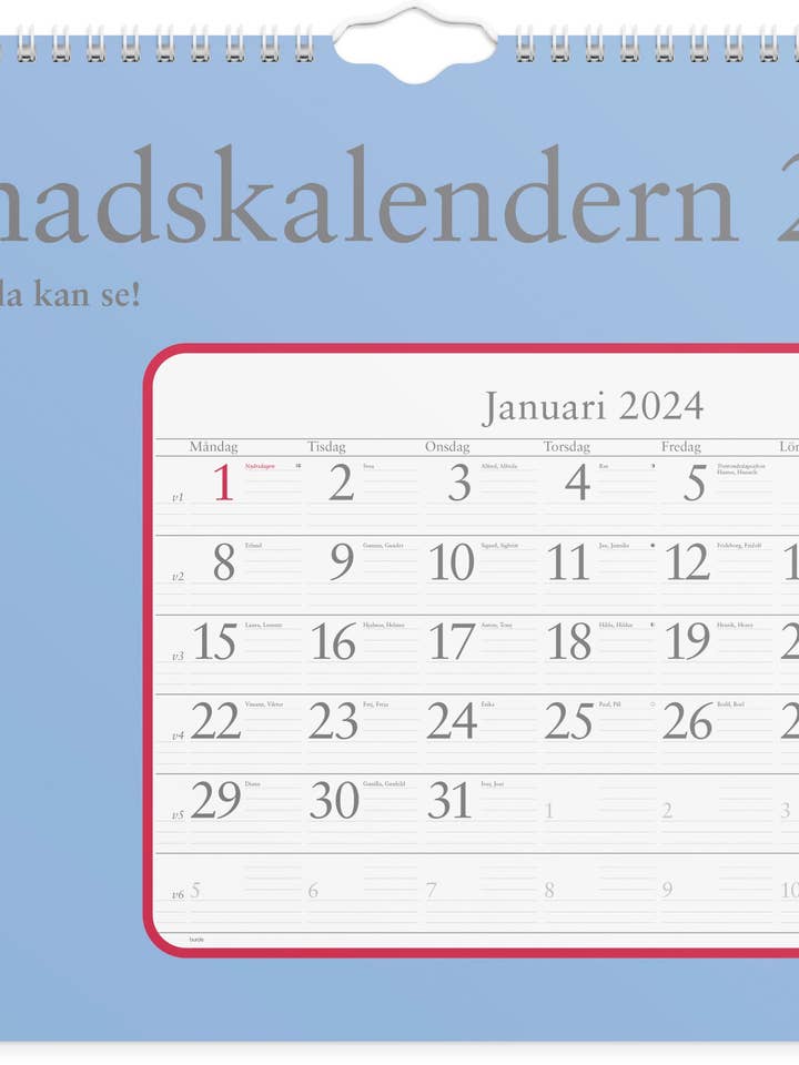 Vægkalender 2024 Månedskalender for engroshandel hos Burde Publishing AB