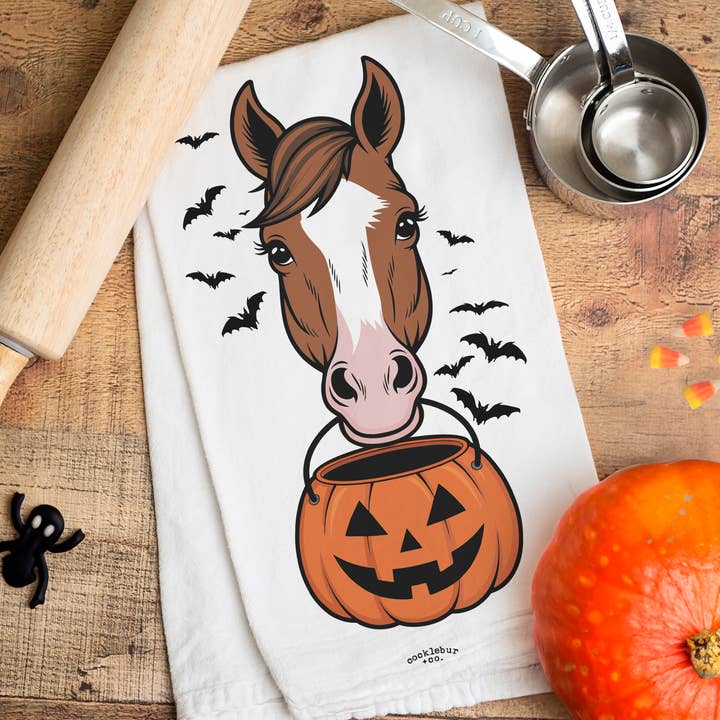Cocklebur & Co. - Wholesale Tea Towel - "Sorrel Trick or Treater" Old Fashioned Flour Sack Towel0