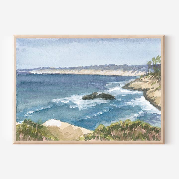 La Jolla Cove | Waterverf Giclée-kunstdruk voor wholesale door Rebecca Sobbi Studio