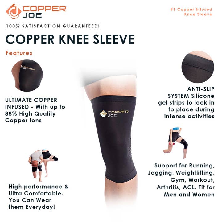 Copper Joe - Vendita all'ingrosso Busto/tutore ortopedico - Copper Joe Ultimate ginocchiera a compressione, ginocchiera avvolgente per alleviare il dolore al ginocchio, ginocchiere per sollevamento pesi, corsa, lacerazione del menisco, ACL, artrite, palestra, artrite e ACL per uomini e donne3