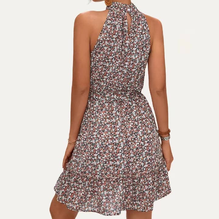 The Moment Collection - Wholesale Dress - Women's - Sweetest Floral Print Halter Neck Sleeveless Mini Dress4