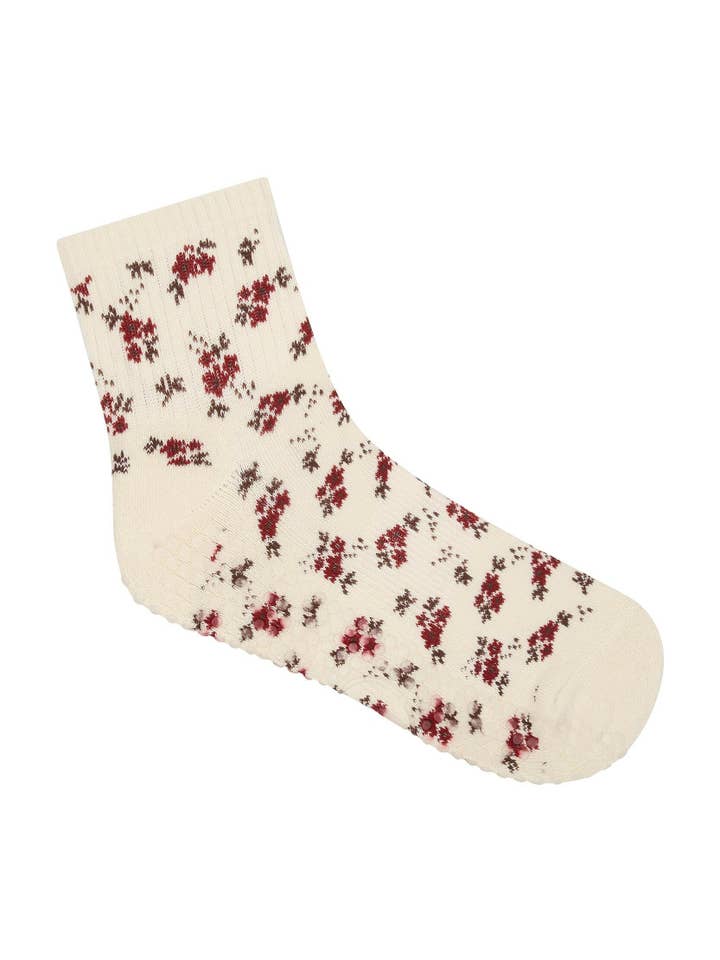 MoveActive - Wholesale Socks - Women's - Quarter Crew Non Slip Grip Socks - Ditsy Floral