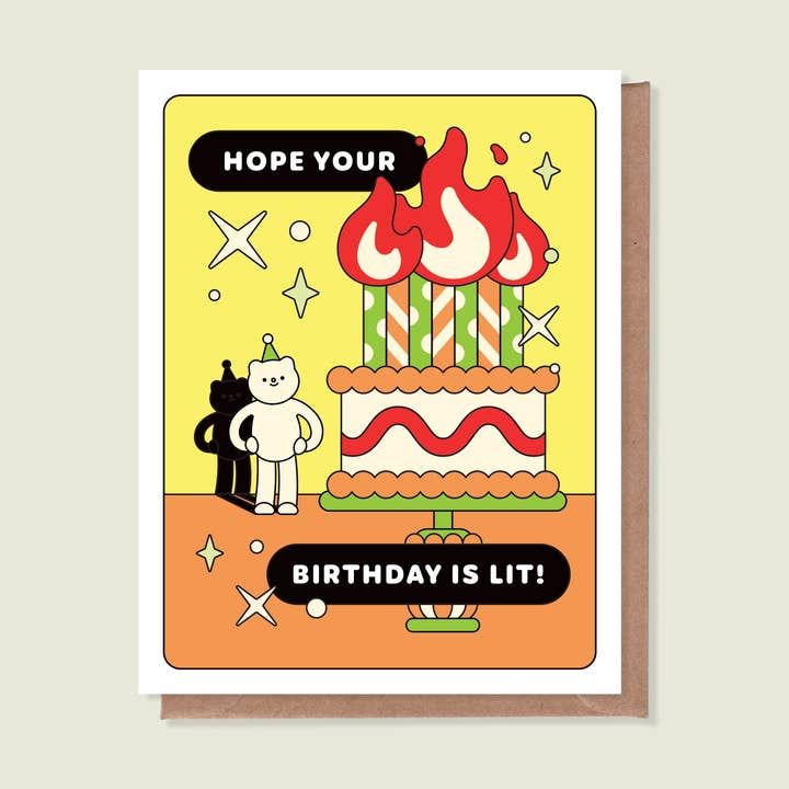 Hope Your Birthday Is Lit Greeting Card for wholesale by Épée Lapin Studio