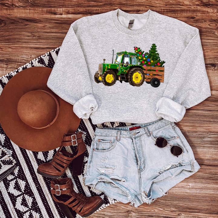 Buckin Barn Wholesale - Wholesale Graphic Sweatshirt - Women's - Christmas tractor