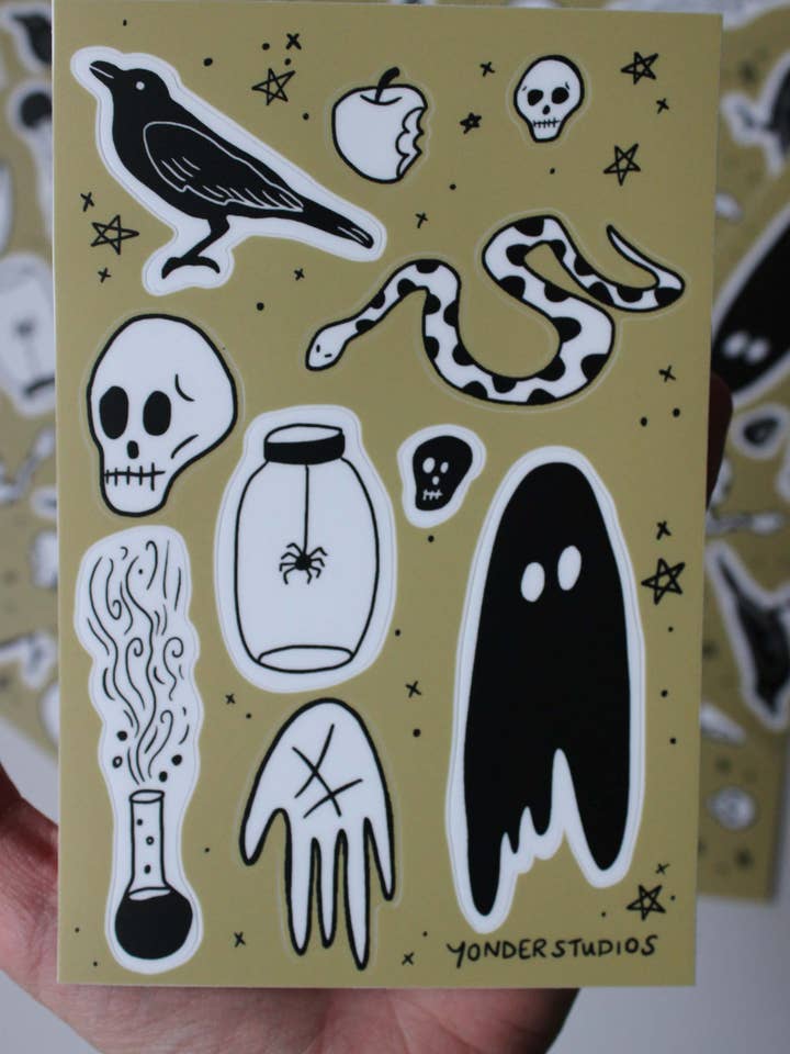 Hallowdoodles Sticker Sheet for wholesale by Yonder Studios