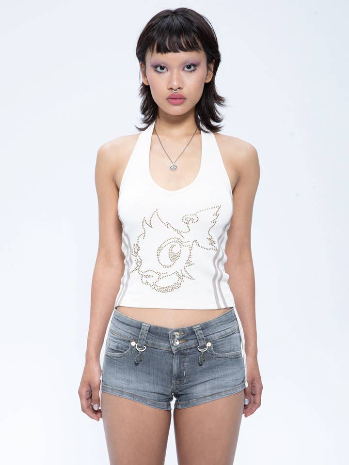 Top Halter com Tachas Punkyfish Rebel Charm por atacado de PunkyFish London