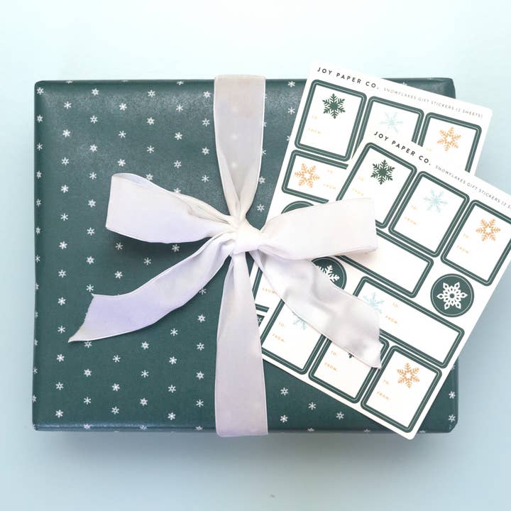 Joy Paper Co. – Engroshandel Indpakningspapir – Hvid og grøn snefnug Indpakningspapir Kontinuerlig rulle3