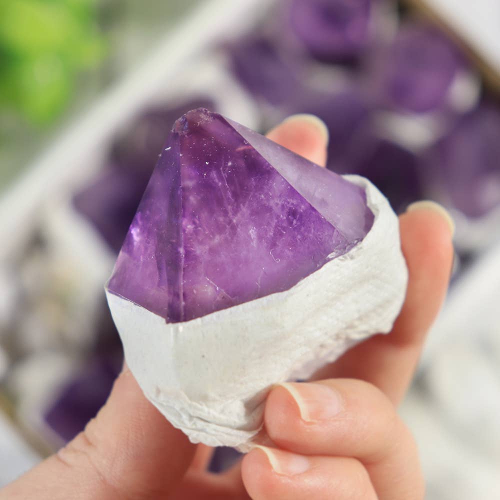 Natures Artifacts Inc – wholesale Retailer display – Beauty & wellness – Amethyst Flat Points (Large sized pieces)2