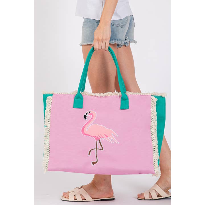 Hana - Wholesale Tote Bag - Women's - Embroidered Design Patch Fringe Summer Tote Bag2