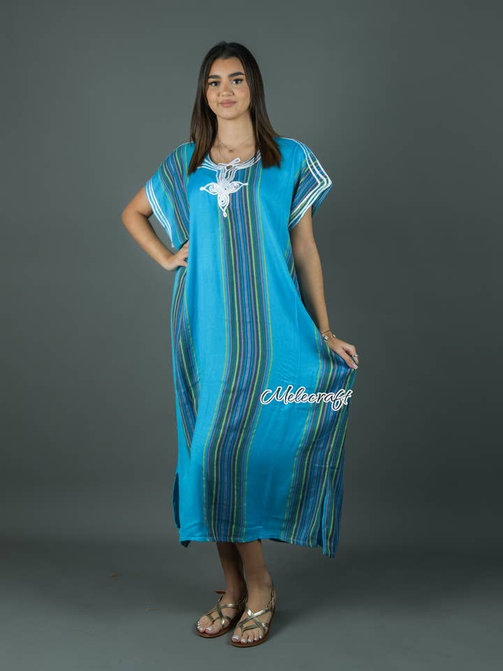 Melecraft - Wholesale Kaftan - Women's - Moroccan Striped Kaftan Dress for Women - Handmade Gandoura17