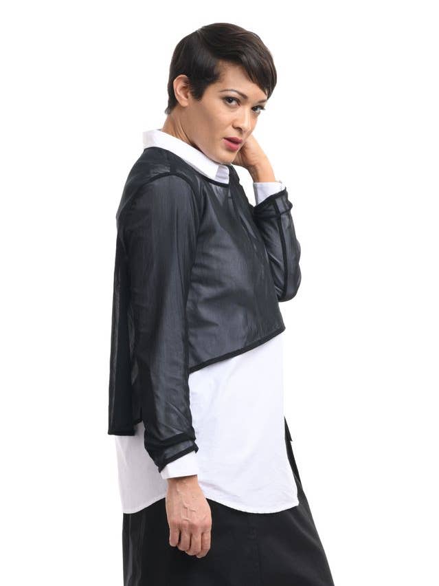 M601 Arabella Topper in Black Mesh* for wholesale by Tulip Clothing