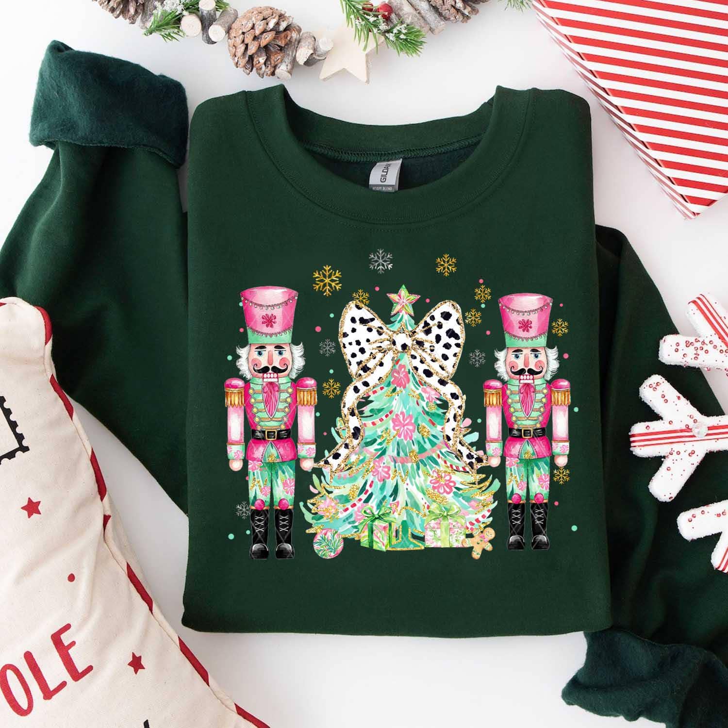 NVC Ecommerce LLC - Wholesale T-Shirt (Graphic) - Women's - Coquette Colorful Xmas Tree Tee, Nutcracker Sweater2