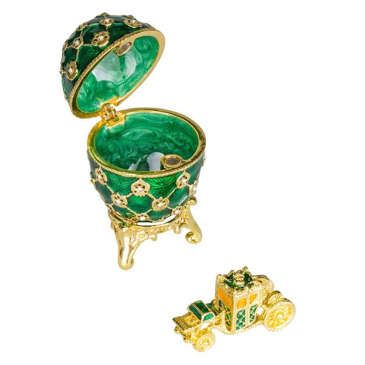 Fabergé Kröningsägg Smyckeskrin & vagn 6,6 cm grön för wholesale av danila-souvenirs