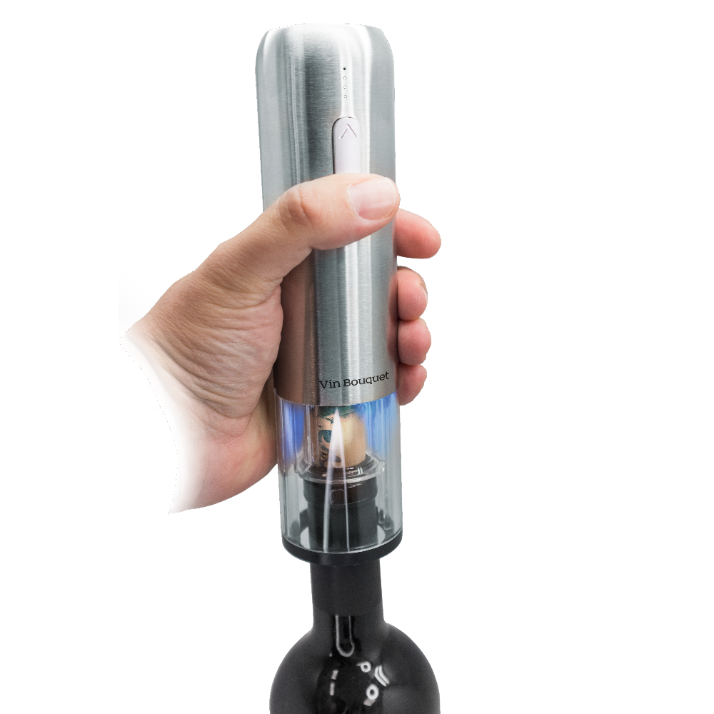 Vin Bouquet (Find It Import & Export Sl) - Vente Sets d'ustensiles pour vin - Tire-bouchon électrique compact avec indicateur de batterie et décapsuleur intégré2