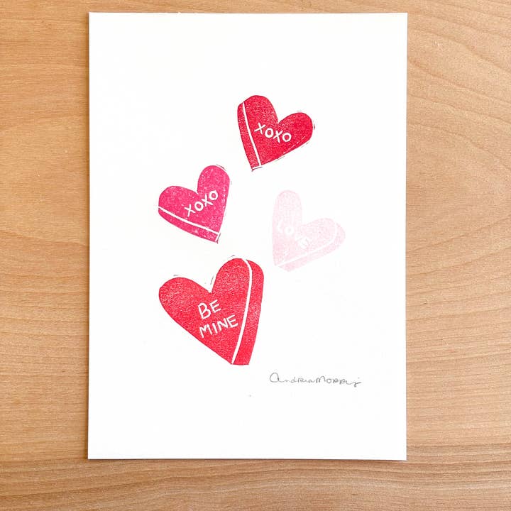 "Soyez à moi" Impression Linogravure Faite Main pour la vente par Andrea Morris Art