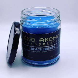 Beach Breeze scented soy blend candle for wholesale by Eno Akoma Handcrafted