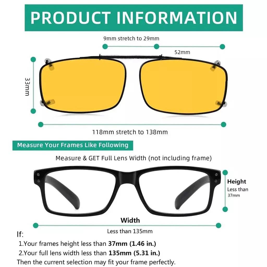 Yellow Polarized Night Vision Driving Clip-on Glasses C63 (52MMx33MM) for wholesale on Faire4