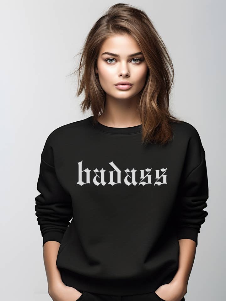 Black Badass Rock'n'roll Moto Rocker Sweatshirt for wholesale by Pretty Attitude Clothing - EU