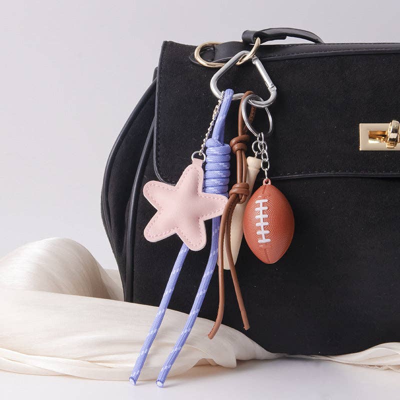 Dipped Shop - Wholesale Keychain - Women's - Simple Leather Star Baseball Keychain Bag Charm DP25E4943