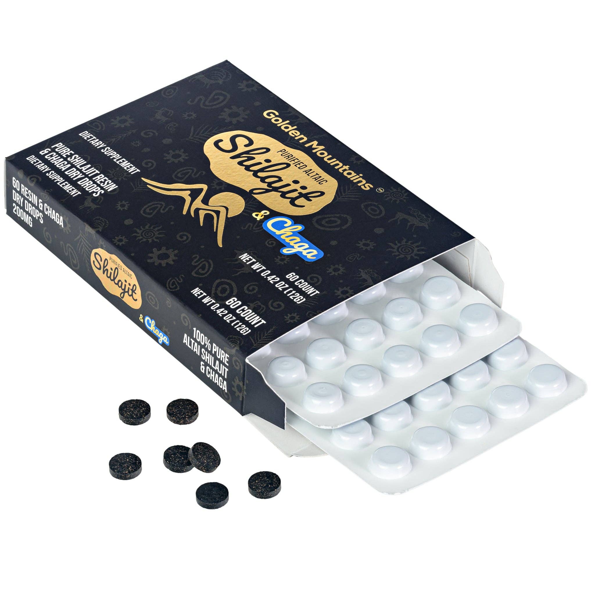 SiberianGreen - Vente Supplément oral/vitamine - Gouttes sèches de Shilajit vert de Sibérie avec extrait de bouleau Chaga | Montagnes dorées de l'Altaï | 60 x 200 mg2