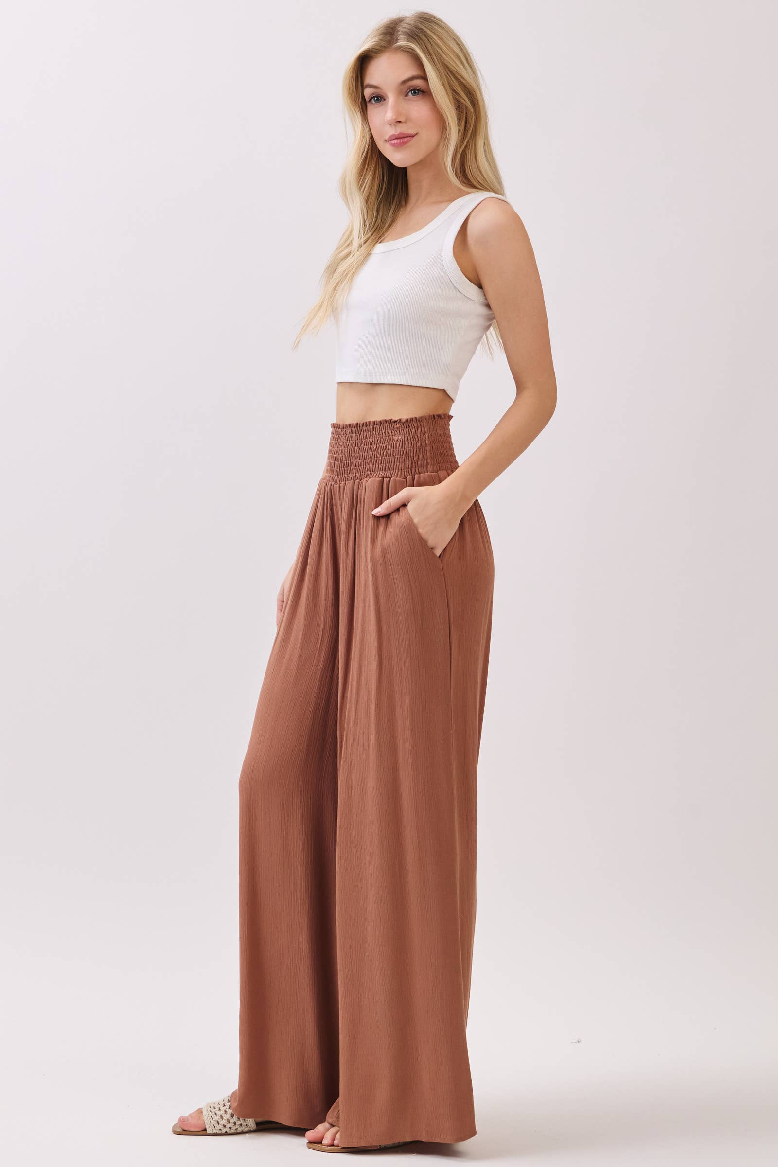 Final Touch – wholesale Pants – Women's – Heavy Gauze Wide Leg Pants - NP70263D-HV33