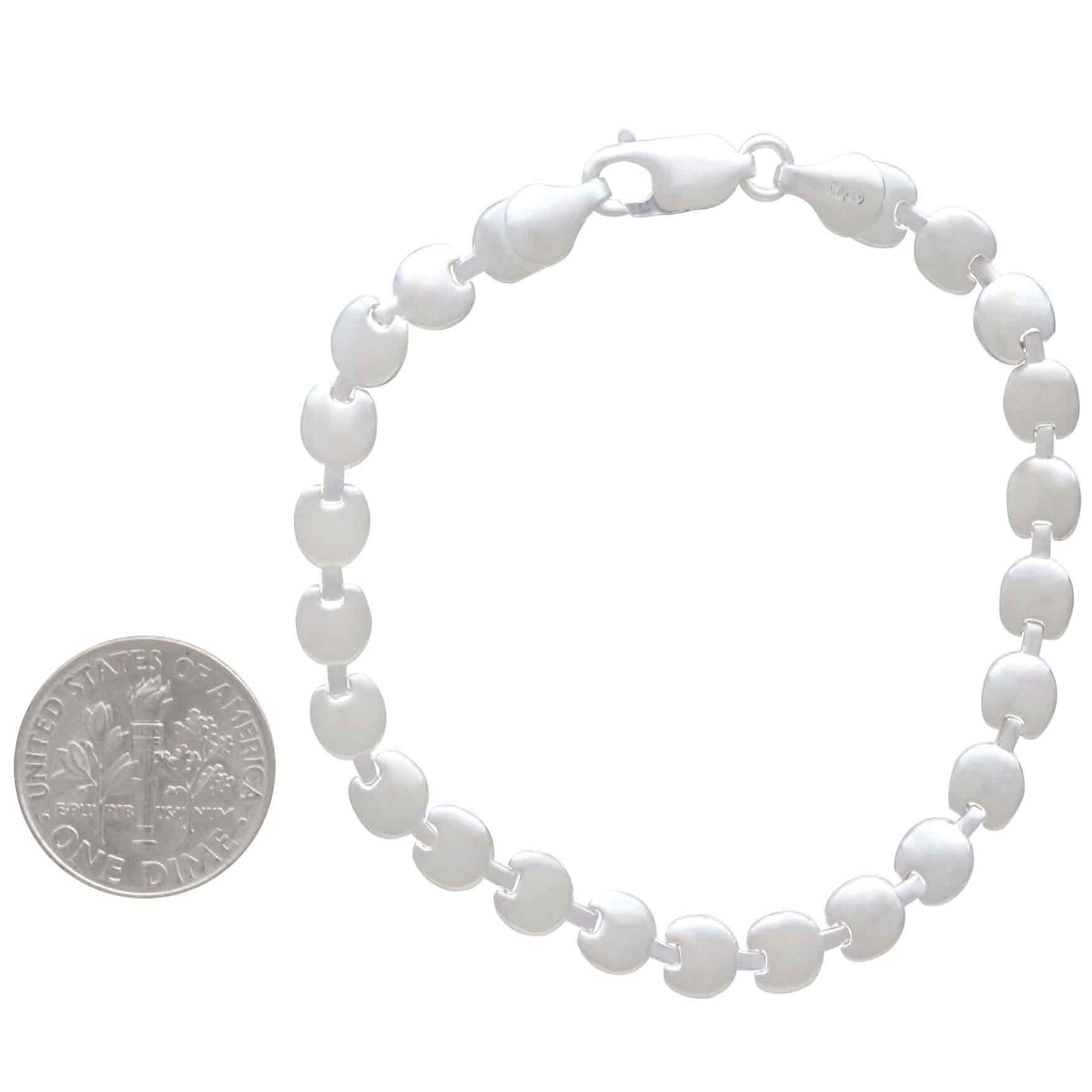 Nina Designs - Wholesale Link & Chain Bracelet - Sterling Silver Round Discs Bracelet 7.5 Inches2
