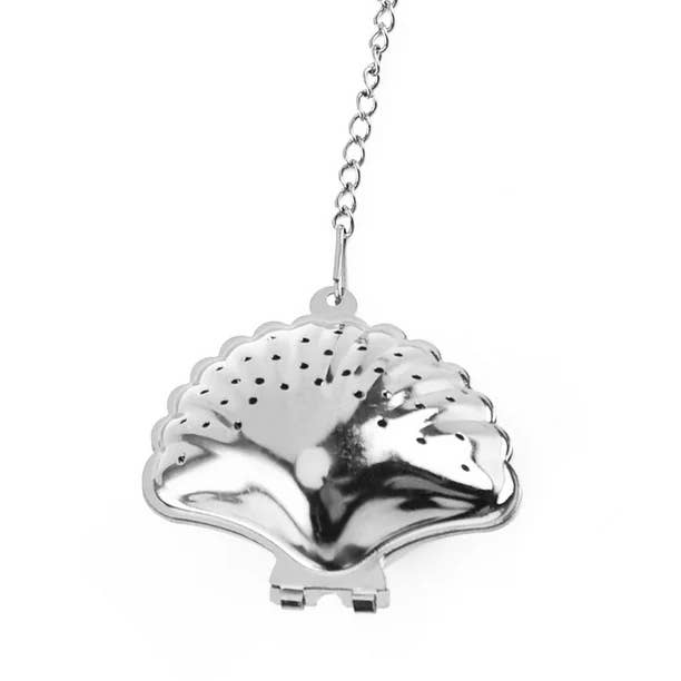 Magnifique Hearts - Wholesale Tea Strainer/Infuser - Seashell Stainless Steel Tea Infuser with Drip Tray2