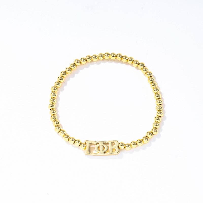 Color Shout - Wholesale Beaded Bracelet - B211 - Sorority: Gold Beaded Bracelet with Greek Letters on Stretch Cord8