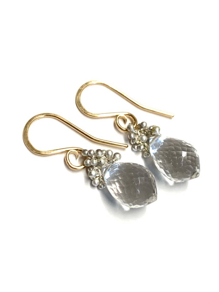 Caviar Dew Drop Earrings in Clear Quartz for wholesale by YedOmi Jewelry